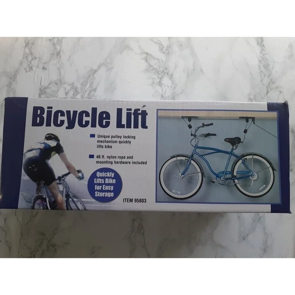 Bicycle Lift Bike Ceiling Mount Pulley Hoist Garage Storage Rack Hooks Hanger